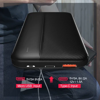 YKZ Odsesovalne 10000mAh Moči banke Zunanji Baterijski Prenosni Polnilec Mini USB C Powerbank Poverbank PowerCore Za iPhone Xiaomi
