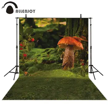 Allenjoy fotografija ozadje mushroom fairy gozd wonderland travo ozadju foto ustreli prop photocall dekoracijo