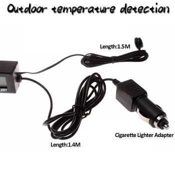 3 V 1 Digitalni LCD Avto Ura Voltmeter Auto Termometer Osvetlitev ozadja Led Opozorilo Prenosne Napetosti nadzorovanja Temperature Avto Dodatki