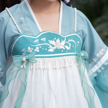 Melonshow Kitajski Stil Oblačenja Hanfu Ženske Plus Velikost Cyan Stari Cosplay Kostum Ženske Tradicionalne Obleke Sladka Dekleta Krilo