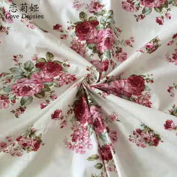 Bombaž keper bež velik cvetlični pik, natisnjene za DIY otrok posteljnina blazine oblačila, obleko handwork quilting tkanine tissu šivanje