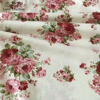 Bombaž keper bež velik cvetlični pik, natisnjene za DIY otrok posteljnina blazine oblačila, obleko handwork quilting tkanine tissu šivanje