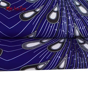 Afriške Tkanine Modre Ognjemet Čudovitih Visoke Kakovosti 6 Metrov Poliester Dnevno Cvetlični Obleko Šivanje Povodcem Seksi Pol FP6388