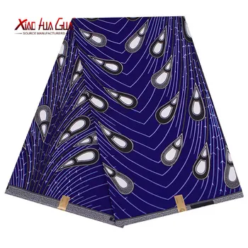 Afriške Tkanine Modre Ognjemet Čudovitih Visoke Kakovosti 6 Metrov Poliester Dnevno Cvetlični Obleko Šivanje Povodcem Seksi Pol FP6388