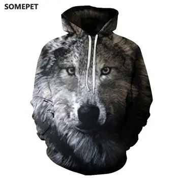 Novo volk hoodies Moški pulover s kapuco jeseni, Pozimi hip hop hoody Vrhovi Priložnostne Znamke wolf 3D glavo Hoodie Majica