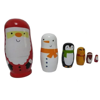 Vroče Prodajo Lesenih Ruskih Gnezdenje Lutke Božič Santa Tradicionalnih Živali, Lutke Barve Ročno Obrt Dekoracijo Daril