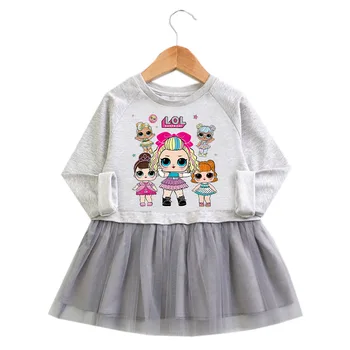 LOL Presenečenje Dekleta Princesa Dolg Rokav Obleke Pomlad Jesen Baby Bombažno Obleko, Krilo, Obleka Ples Otroci Oblačila
