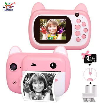 32GB Hitra Kamera Za Otroke Tiskanja Fotoaparat 1080P HD Digitalni Fotoaparat Za Otroke Foto Kamera Igrača Rojstni dan Darilo Za Dekle, Fant