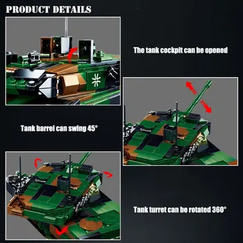 BZDA WW2 Super Tank Gradnik Vojaške Leopard 2 Glavni Bojni Tank Model Tehnične Orožje Vojak Opeke otroška Igrača boy