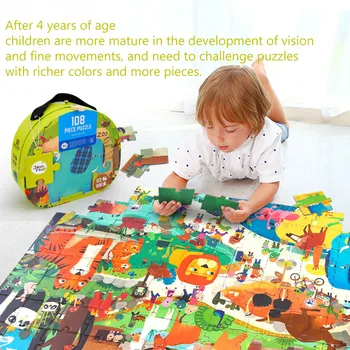 Igre 108 kosov Velikosti Cartoon Živali Baby Puzzle Otrok darilo Izobraževalne Igrače Dekle, Fant Temo Puzzle#g30