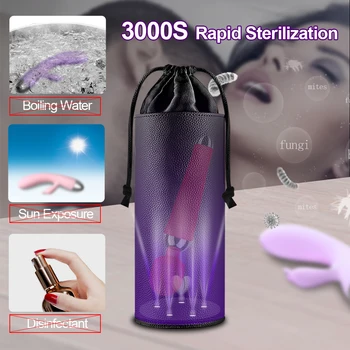 Prenosni 99% UV Sterilizacijo Skladiščenje Vrečka za Vibrator, Dildo Klitoris Stimulator za Odrasle Sex Igrače Sealable PU Velik Prostor Mehko Polje
