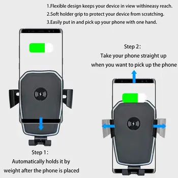 Brezžični Avto Polnilec Gori Samodejno Težo 10W Qi Hitro Polnjenje Zraka Vent Držalo za Telefon za iPhone 11 XS X XR 8 Samsung S20 S9 S10