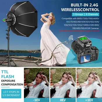 Neewer VISION2 200Ws TTL Flash Strobe Za Canon Fotoaparati DSLR, 1/8000 HSS Žep Monolight z Brezžično Sprožilo, 2900mAh Baterije