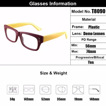 Gmei Optični Modi Plastičnih Kvadratnih Polno Platišča moška Očala Okvirji Za Recept Očala T8090
