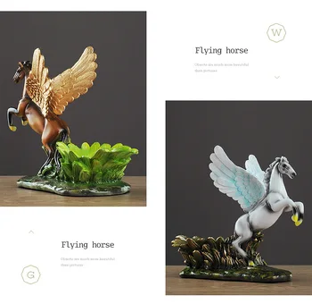Starinsko flying horse umetnosti Model Pegasus Vino Rack umetnine Rack stranka kabinet Kiparstvo Dom Dekoracija dodatna Oprema A0529