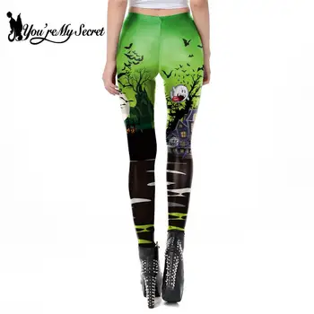 [Ste Moja Skrivnost] Halloween Kostum Ženske Dokolenke Za Fitnes Strašno Buči 3D Tiskanje Elastično Gleženj-Slim hlače Uvježbavanje Legin