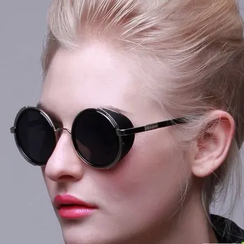 Ženske Moški Steampunk Retro sončna Očala Windproof Punk sončna Očala Letnik Sunglass Modela Očal Kovinski Krog za Moške