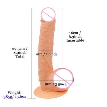 Veliko Dildos Mehko Velik Dildo Sesalni Realističen Penis Debel Velik Dolgo Analni Čep Odraslih Erotično Sex Igrače Za Lezbični Pari
