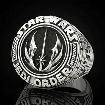 Novi ljudje filmov Star Wars Jedi Samurai Obroč geometrijske Moški prstan Nesramna Lepe Modne Obletnico Nakit Padec Ladijskega prometa