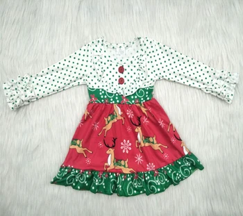 Nova moda jelena vzorec obleko baby dekleta risanka lepe Božične obleke otroških oblačil, butik