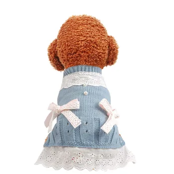 Princesa Pes Obleko Pozimi Toplo Volne, Pletenje, Oblačila za Pse, za Majhne Pse Ropa Par Mascota Pomorjansko Pudelj Chihuahua Pet Obleko