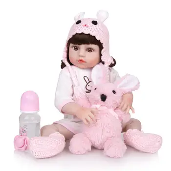 KEIUMI 19 Palčni Rodi Punčko Silikona za Celotno Telo, Res je, da Kot Novorojenček Dekle Baby Doll Igrača Za Otroka Božično Darilo Spanjem Zajčica
