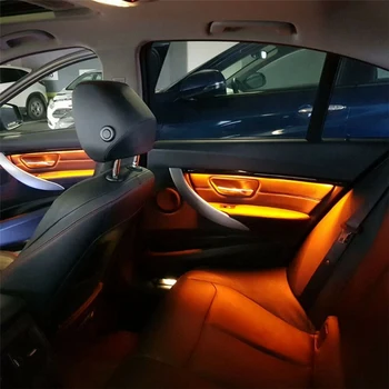 Za BMW Serije 3 F30 12-18 Štiri Notranja Vrata Plošča LED Dekorativnih Okraskov Luči Z Modre In Oranžne Barve Vzdušje Luči