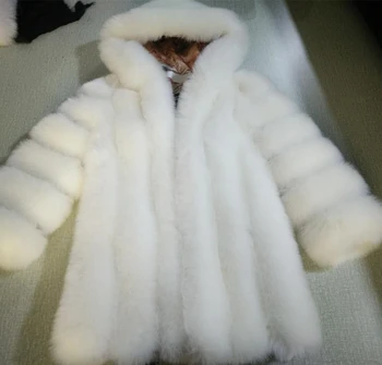 Amorkiss Evropski In Ameriški Modni Toplo Specializiranimi za umetno Krzno Plašč Ženske Zimske Umetno Fox Šivanje Krzno Hooded Dolgo Krznen Plašč
