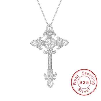 Blagovne znamke 925 Srebro, diamant slikarstvo polno Lepe palače Križ Obesek Ogrlica za ženske, moške Križ Čar Luksuzni Nakit