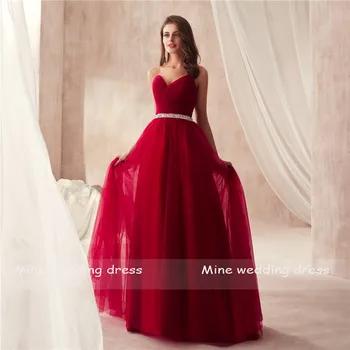 Elegantno Burgundija Til Prom Oblačenja Žensk za svate Ljubica Ruched Steznik Beading Krila Dolge Obleke, Večerne Obleke