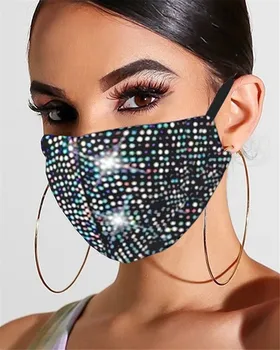 Unisex Modna Sije Nosorogovo Dekoracijo Elastična Masko Nakit Nočnega Kluba Crystal Maske 2020 Zmanjšala Najbolje Prodajanih Izdelkov