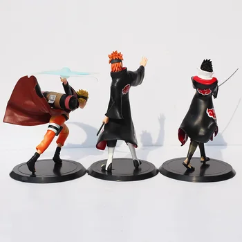 3Pcs/set Hot Anime Naruto, Naruto Uzumaki + Bolečine + Uchiha Sasuke PVC Akcijska Figura Model Igrače Brezplačna dostava