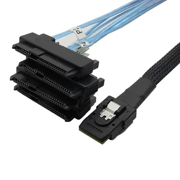 MINI SAS SATA Kabel 0,5 M/1M SAS SFF-8087 do 4 SATA Kabel Mini SAS 4i SFF8087 36P Do 4 SATA 7P Kabel 12Gbps 50 cm Trdega Diska Podatkov