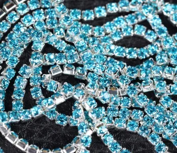 10Yard Aqua Modra Barva Nevihte Kristalno Okrasnih Verige Gradient DIY Gosto Srebro Znanja Rhineston Verige Oblačilo&Torba Art Okras
