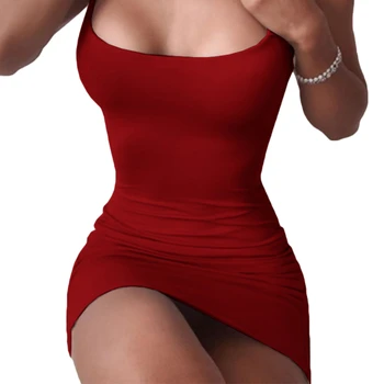 Rdeča Seksi Obleka Ženske Špageti Trak Obleke Ženska Visoko Pasu Tulec Klub, Obleko Kratko Poletje 2020 Mini Brez Rokavov Vestidos