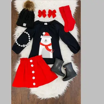 1-6-year-old zunanje trgovine dekle je krilo obleko Božič krilo obleko Božič Snežaka glavo rdeče krilo