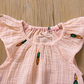 Novo rojen otroška oblačila strawber rrompers Nagubana jumpsuit malčka dekle oblačila Zajeti Gumb Natisnjeni risanka vzorec poletje
