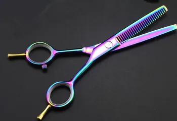 Strokovno 5.5 palčni dvostranski škarje mavrica redčenje scisors rezanje barber las škarje nastavite frizerske škarje, škarje za