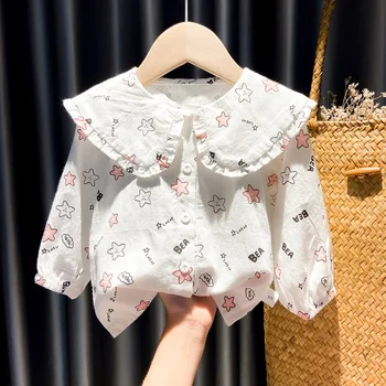 Baby dekle spomladi in jeseni dolgo sleeved majico otrok zraka oblačila star tiskanje vrh