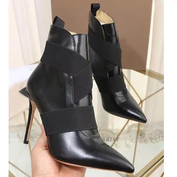 Super visoke pete, škornji ženske konicami prstov antilop pravega usnja zdrsne na gleženj botas 2020 seksi stilettos ženske kratke čevlji