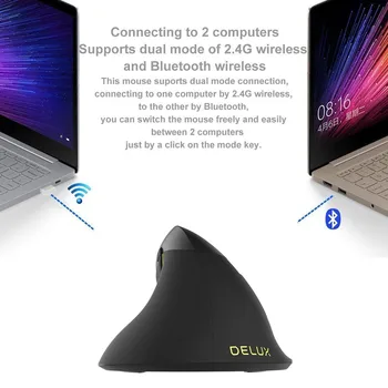 Delux Žično T11 Oblikovalec Eno Roko Tipkovnica + Površine Gumbom + Brezžična tehnologija Bluetooth Dvojni Način Vertikalne Mouse Combo Za PC Inženir