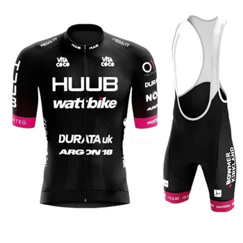2021 Huub Pro Team Kolesarski Dres Komplet za Moške Short Sleeve Jersey Set Bycicle Bib Kratke Kolesarski Dres Ropa Ciclismo Kolesarjenje Obrabe
