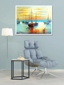 Ribiško ladjo diy barve z številke, barvanje kompleti povzetek olje, barvanje z številkami na platno za slikarstvo Uokvirjena Wall art Slike