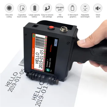 Ročni Prenosni Tiskalnik Mini Inkjet Print Pralni Zaslon na Dotik, 300-600DPI Inteligentni USB QR Kodo Inkjet Tiskalnik