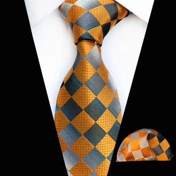 Novi, ki Prihajajo Svileno Kravato Novo Modno Oblikovanje Vratu Nositi Kravato Hanky iz Klasične Oranžna Srebrno Siva Modra Gravatas za Moške