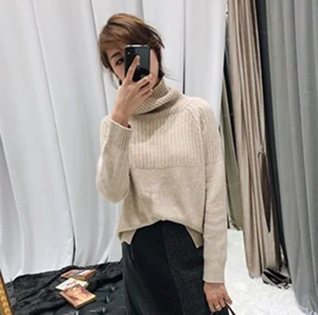 Turtleneck ženska puloverji Priložnostne Puloverji Trdna dolg rokav korejski vrh plesti pulover ženske zimske plus velikost harajuku črna