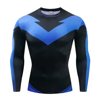 Dolg rokav Nightwing 3D Tiskane majice s kratkimi rokavi Moški Stiskanje Srajce 2019 Znak Stripi Vrhovi Za Moški Cosplay Kostum Oblačila