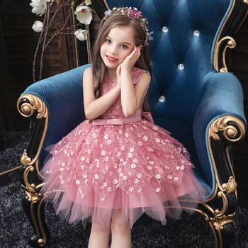 FOCUSNORM 0-5Y Otroci, Dekleta, Obleko Vezenje Cvet Princesa brez Rokavov Formalno Stranko Poroko Til Očesa Čipke Obleke Obleke
