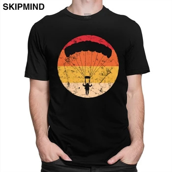Vintage Padalstvo Paraglider T-shirt Moški Kratkimi Padalstvo Tee Padalo Tshirt O-vratu Bombažne Majice s kratkimi rokavi Paramotor Darilo