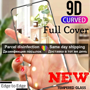 9D Ukrivljeno Zaščitno Kaljeno Steklo Na Za Telefon 6 7 8 Plus X Glass Zaslon Patron, 9D Mehko Rob Film Za iPhone XR XS MAX